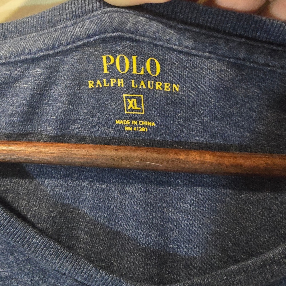 Polo Ralph Lauren Men's Blue Heather V-Neck Long Sleeve T-Shirt XL - Picture 2 of 6